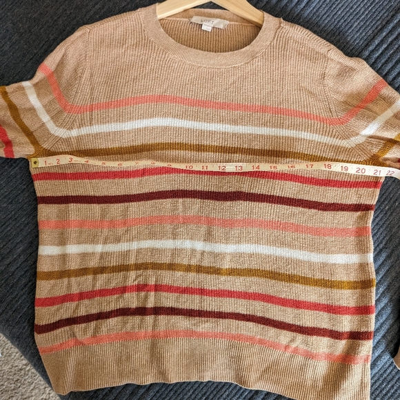 LOFT tan cotton striped sweater, size L - Picture 5 of 5